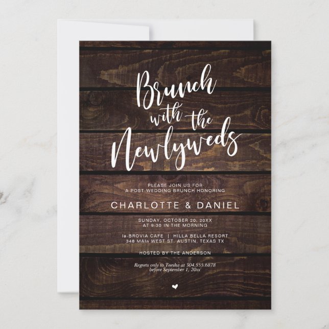 Invitation mariage du Rustic Post, Brunch aux jeunes mariés (Devant)