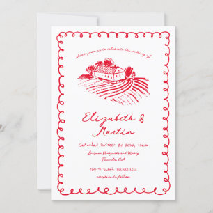 Invitation Mariage du site du vignoble funky tiré à la main r