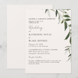 Invitation Mariage du site web de Light Champagne Greenery