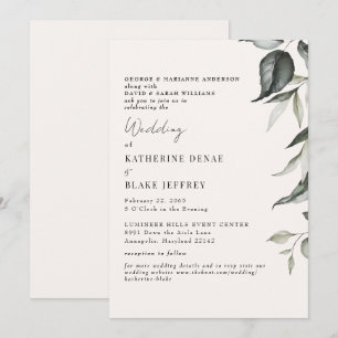 Invitation Mariage du site web du feuillage botanique de Cham