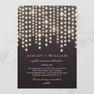 Invitation Mariage du soir de la nuit de Burlap