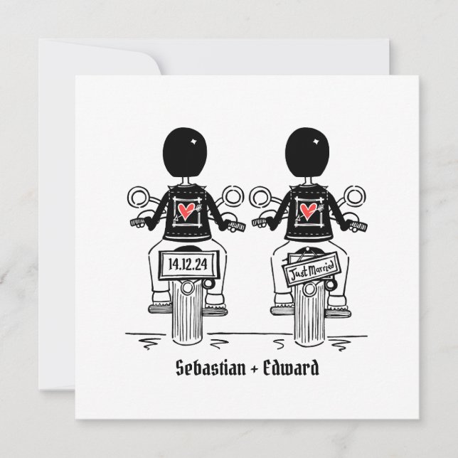 Invitation Mariage du soir de motocyclette à deux pièces sur  (Devant)