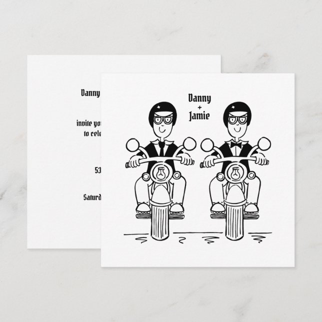 Invitation Mariage du soir de motocyclette à deux pièces sur  (Devant / Derrière)