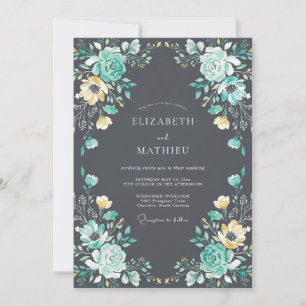 Invitation Mariage du soir somptueux gris charbon