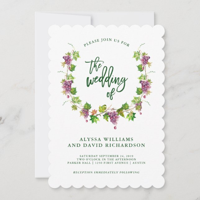 Invitation Mariage du vin avec typographie moderne| Invitatio (Devant)