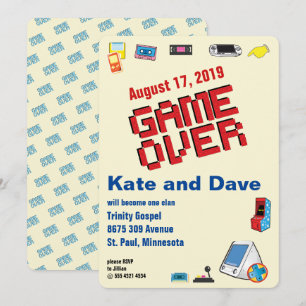 Invitation Mariage d'un joueur vidéo rétro drôle