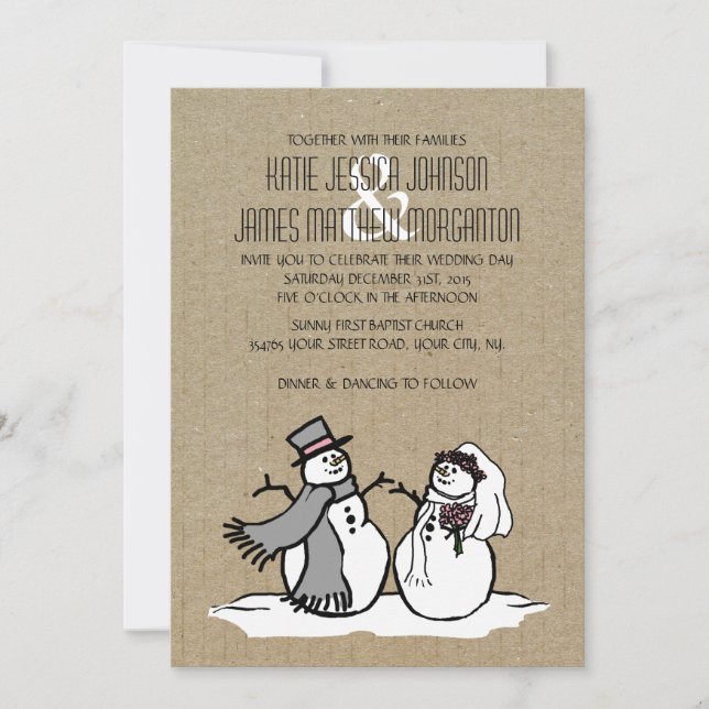 Invitation Mariage d'une mariée et d'une chambre de neige (Devant)