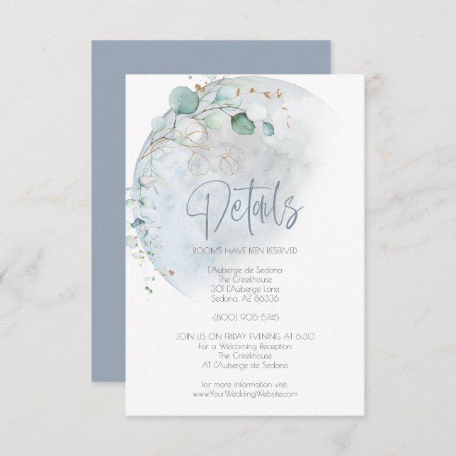 Invitation Mariage | Dusty Blue Over the Moon in Love (Devant / Derrière)