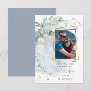 Invitation Mariage   Dusty Blue Over the Moon in Love