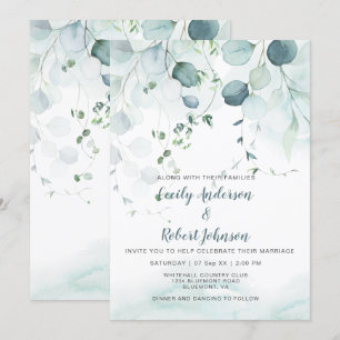 Invitation Mariage Dusty Blue & Sage Green Eucalyptus