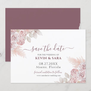 Invitation Mariage Dusty Rose Floral Pastel Enregistrer la da