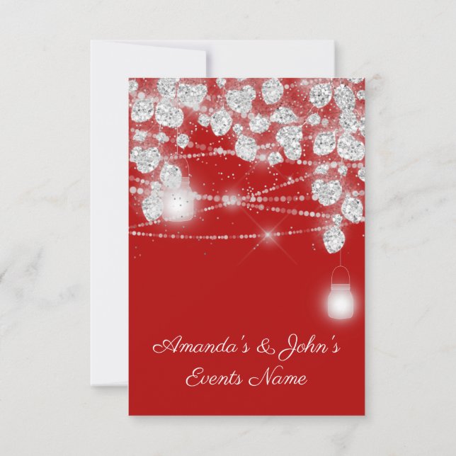 Invitation Mariage éclaire les jarres Parties scintillant gri (Dos)