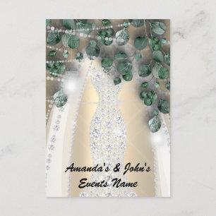 Invitation Mariage éclaire Robe Verte Rustique Diamant Or