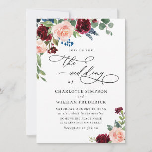 Invitation Mariage écologique Rose Eucalyptus de la marine de