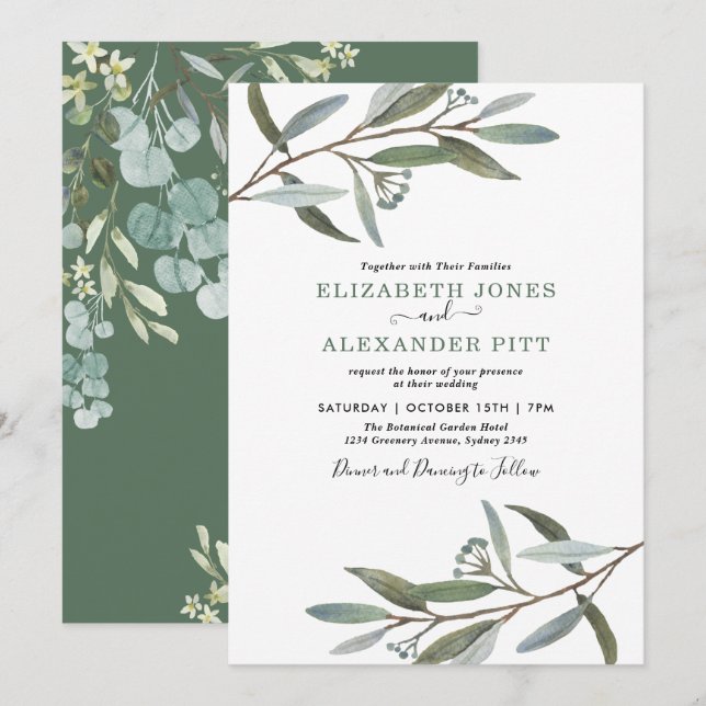 Invitation Mariage écologique simple et propre (Devant / Derrière)