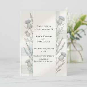 Invitation Mariage Écossais Minimaliste Thistle Lavande