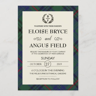 Invitation Mariage écossais motif tartan traditionnel personn