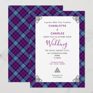 Invitation Mariage écossais Tartan Plaid Symboles celtiques