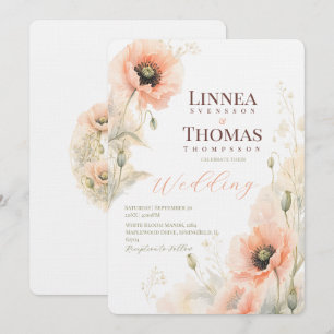 Invitation Mariage éditorial élégant Poppy Blush doux