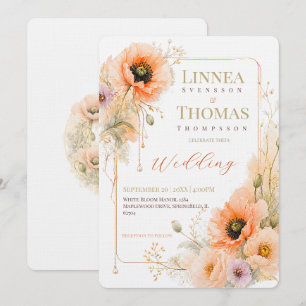 Invitation Mariage éditorial élégant Poppy Blush doux