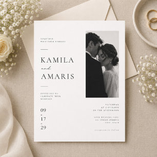 Invitation Mariage éditorial moderne avec portrait de couple