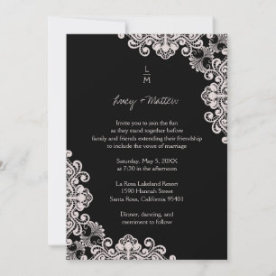 Invitation Mariage Effet dentelle Initiales classiques