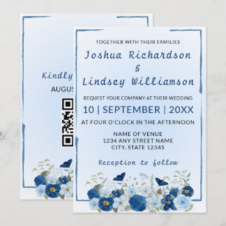 Invitation Mariage Élégance Botanique Bleue