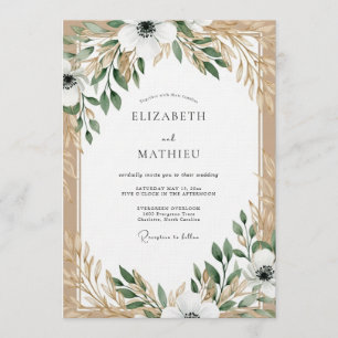 Invitation Mariage Élégance Botanique Crème & Sauge