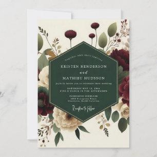 Invitation Mariage Élégance Romantique Fleur de Bourgogne