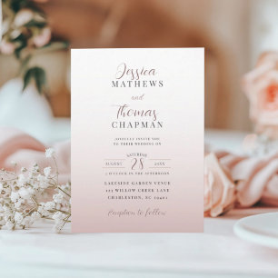 Invitation Mariage Élégant à Gradient Rose Doré
