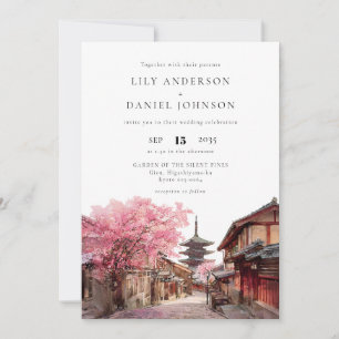 Invitation Mariage élégant à Kyoto au Japon