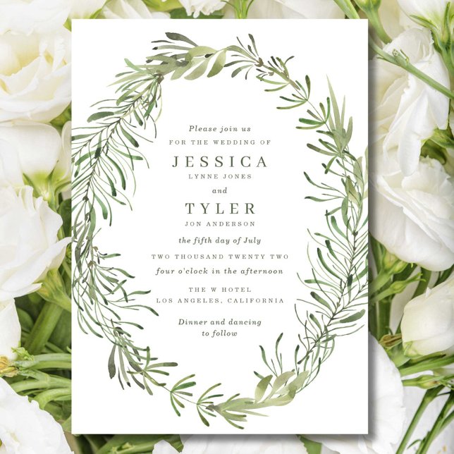 Invitation Mariage Élégant à la Botanique Verte (Elegant Botanical Greenery Wedding Invitation)