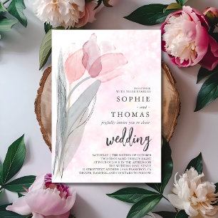 Invitation Mariage élégant à la tulipe pâle