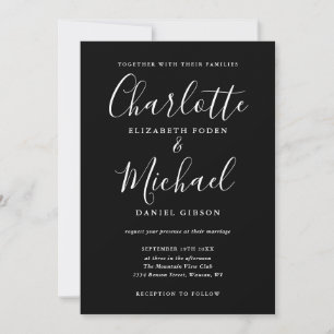 Invitation Mariage élégant à l'encre noire et blanche