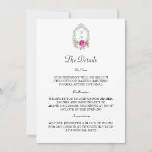 Invitation Mariage Élégant à Monogramme de Pivoine Rose Flora