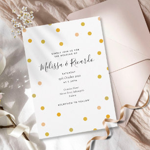 Invitation Mariage élégant à pois dorés