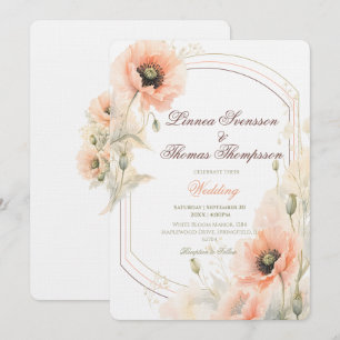 Invitation Mariage Élégant Arc-en-Pêche Douce Poppy Perle