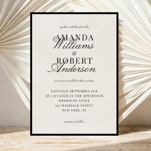 Invitation Mariage Élégant Argent et Noir dans l'Esthétique d