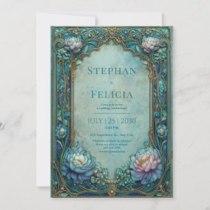 Invitation Mariage élégant Art nouveau à motif floral sarcell