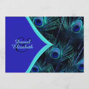 Invitation Mariage élégant au bleu sarcelle et bleu royal de 