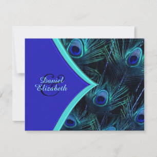 Invitation Mariage élégant au bleu sarcelle et bleu royal de 