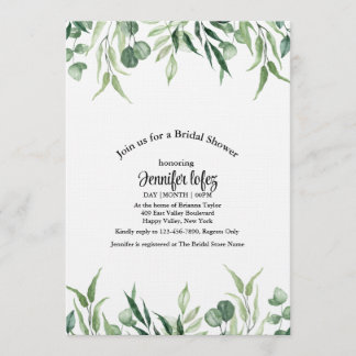 Invitation Mariage élégant au feuillage d'eucalyptus