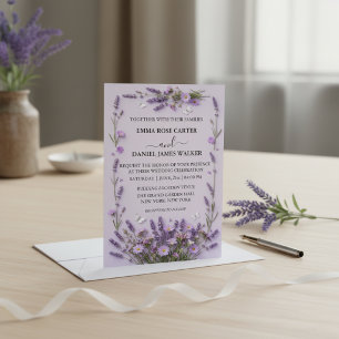 Invitation Mariage Élégant au Jardin Floral de Lavande