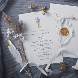 Invitation Mariage élégant au lavande français délicat avec c