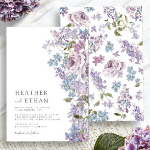 Invitation Mariage Élégant au Lavis de Lilas à l'Aquarelle