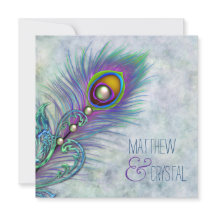 Mariage élégant au paon aquarelle