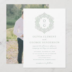 Invitation Mariage Élégant au Vert Crête Héritage