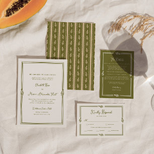 Invitation Mariage Élégant au Vignoble Toscan Vert Olive