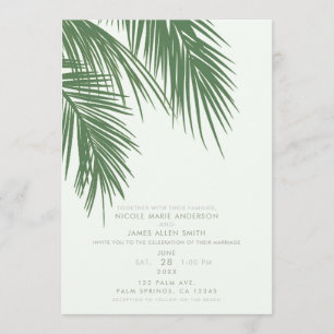 Invitation Mariage Élégant aux Feuilles de Palmier Tropical V