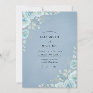Invitation Mariage Élégant aux Feuilles Peintes sur Ardoise
